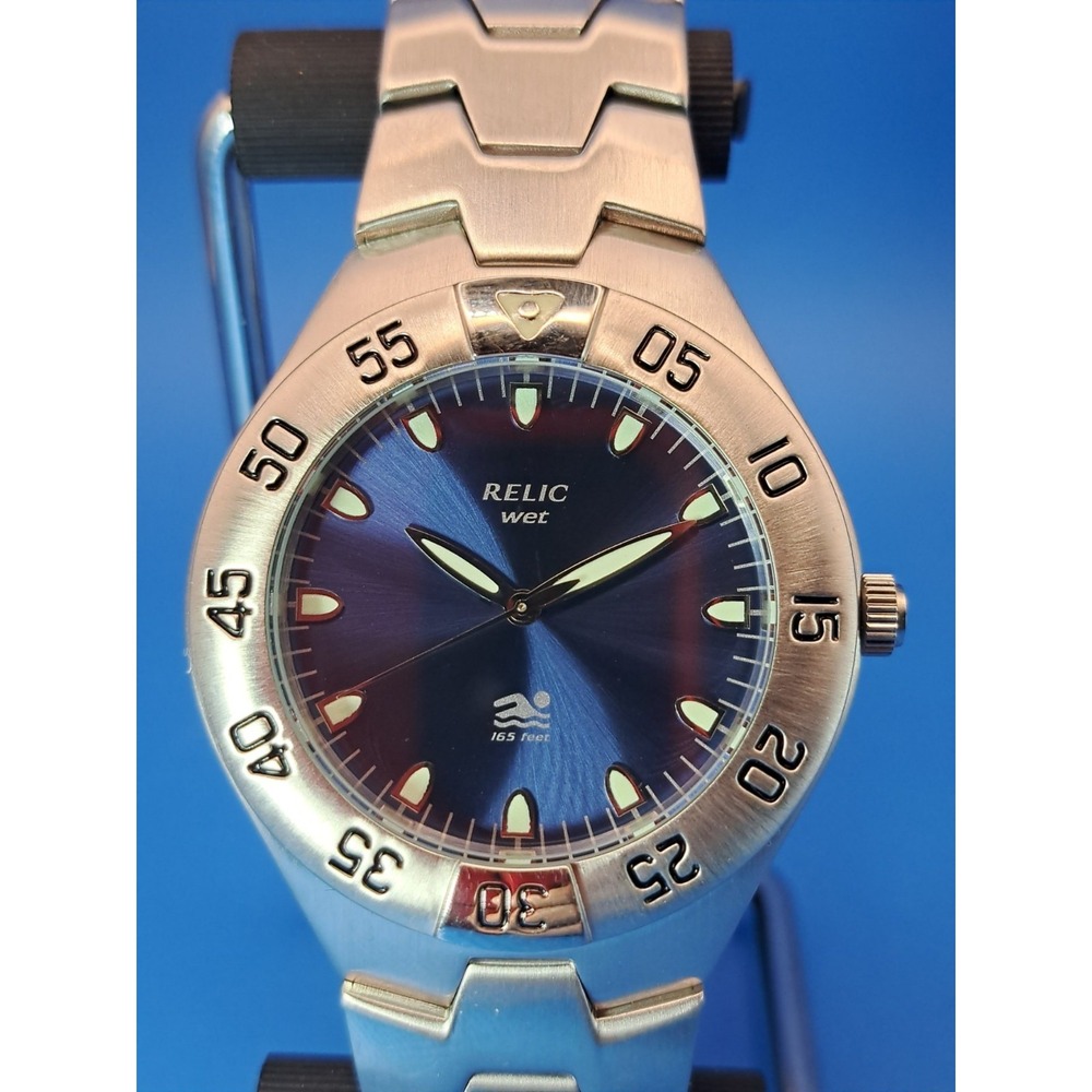 Vintage 2015 Relic Wet R11507 Blue Dial Sport Watch 38.8mm – Restored